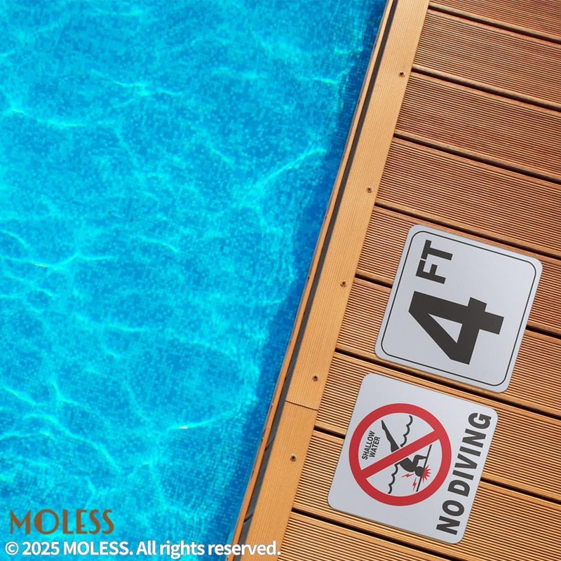 MOLESS 4FT Pool Depth Marker Stickers – 6x6″ Anti-Slip Vinyl Tile Stickers for Swimming Pool Safety Signs, Adhesive Pool Depth Markers for Decks, 4 FT (1 Pack) - Image 3